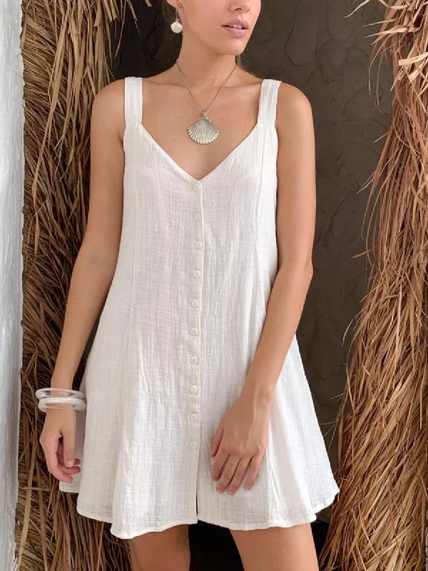 Casual Sleeveless Camisole Linen Boho Mini Dress