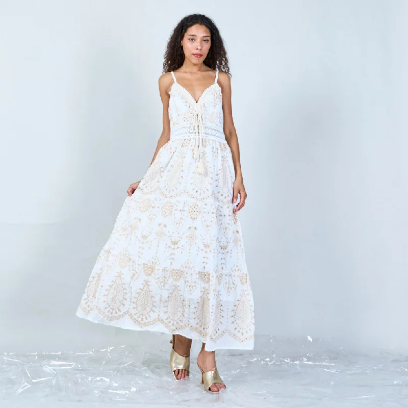 Elegant floral maxi dress with lace detailing wholesale