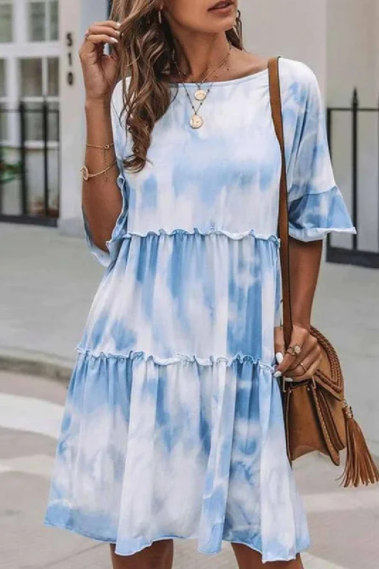 Florcoo Cute Tie-dye Midi Dress