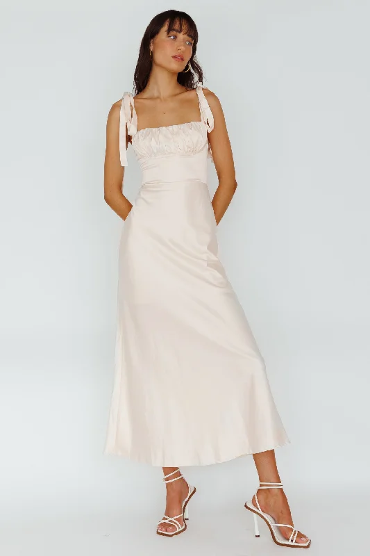 Pennelope Tied Shoulder Maxi Dress Ivory