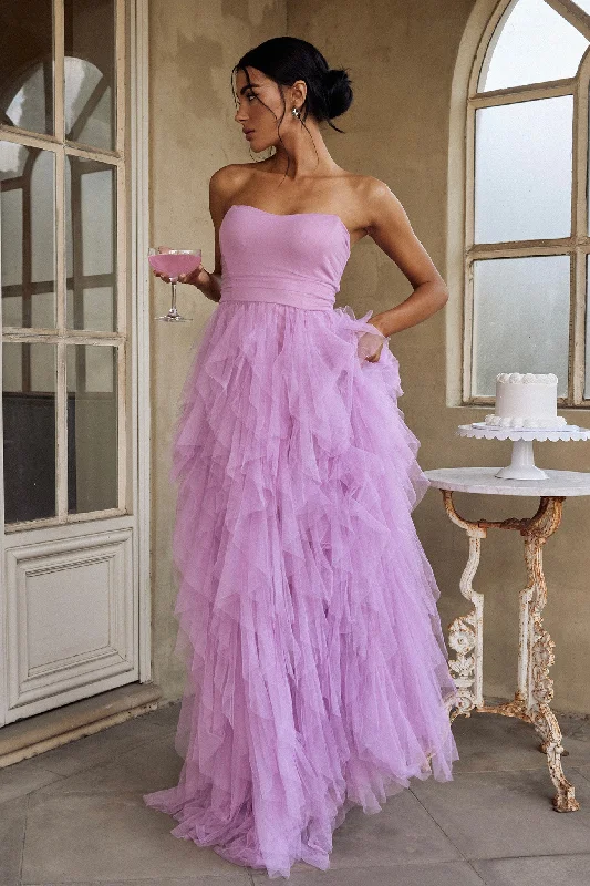 Rori Tulle Cascade Maxi Dress Orchid