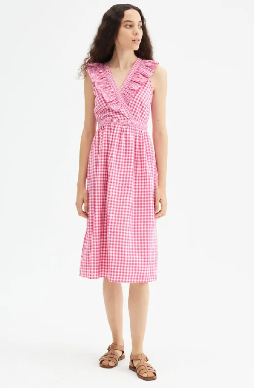 Ruffled Gingham Midi Dress