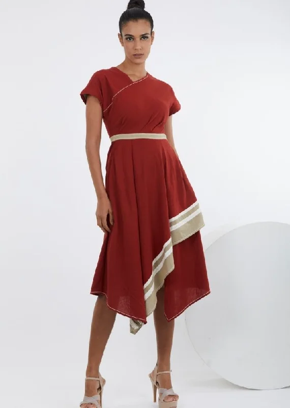 Sumi Madder Red Midi Dress