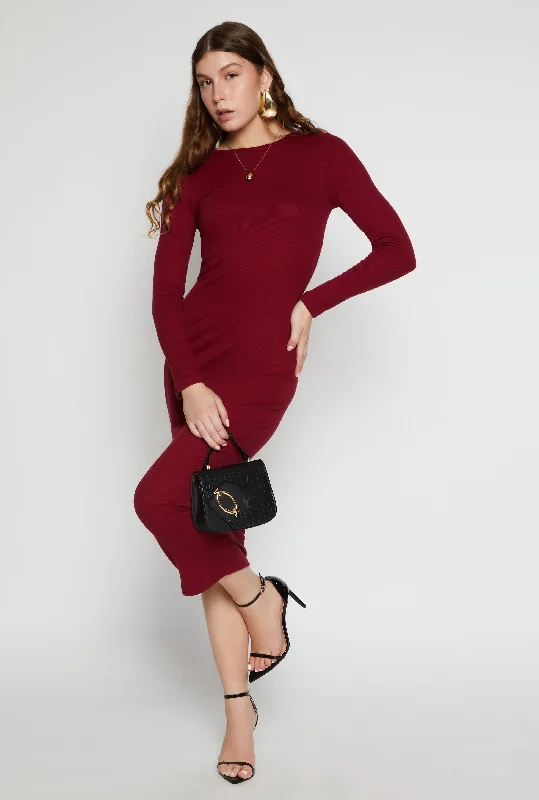 Daisy Ribbed Crew Neck Midi Dress