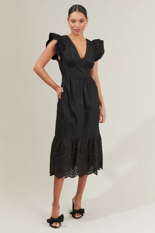 Zayla Poplin Eyelet Midi Dress