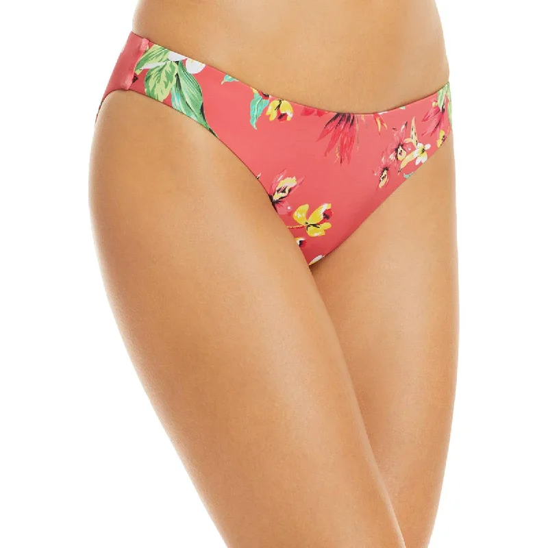 Aqua Swim Womens Floral Print Pull-On Bikini Swimsuit Reversible Bikini Set