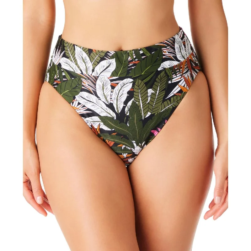 Bar III Womens Floral High-Wasit Swim Bottom Separates Mesh Panel Swimwear