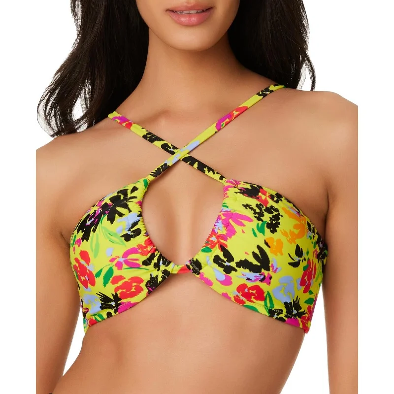 Bar III Womens   Floral Removable Padding Bikini Swim top Chic Swimsuit Cover-Up