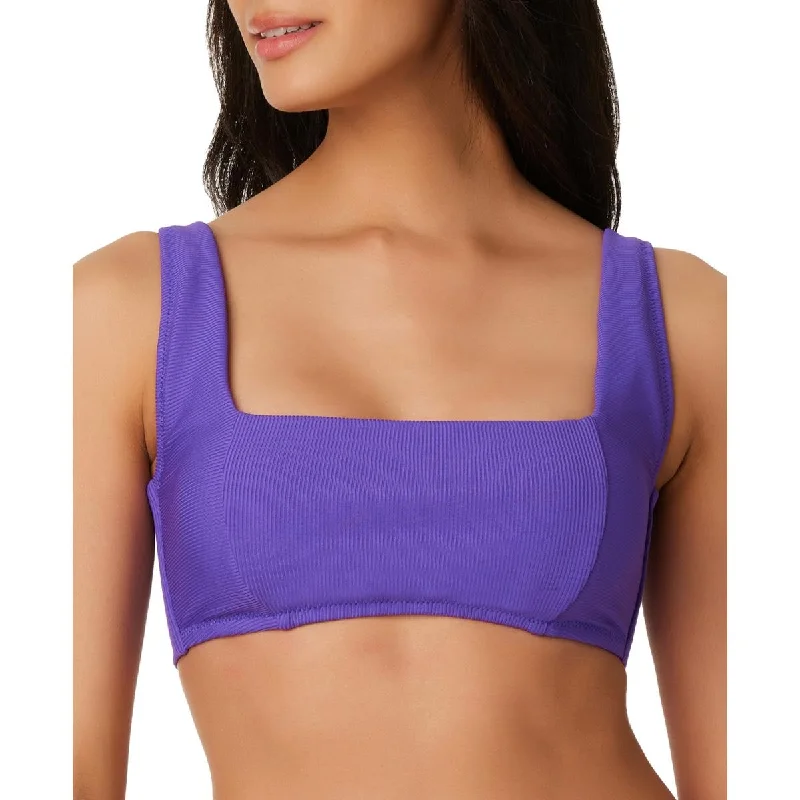 Bar III Womens Ribbed Tie Back Bikini Swim top Bold Color Swimsuit