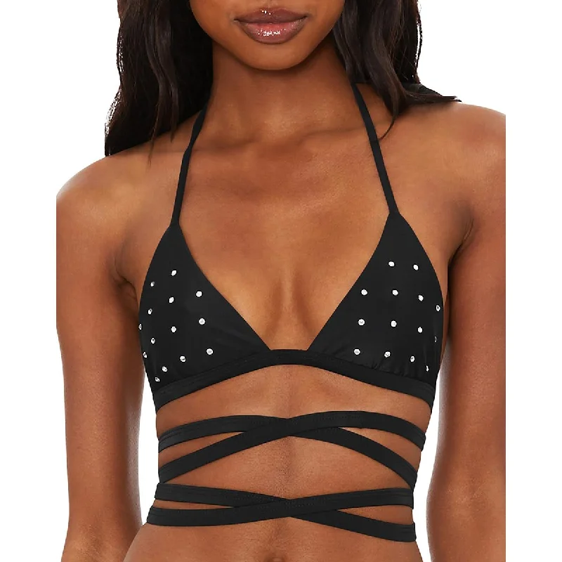 Beach Riot Womens Winnie Embellished Strappy Bikini Swim top Shiny One-Piece Swimsuit Beach Riot Womens Winnie Embellished Strappy Bikini Swim top Shiny One-Piece Swimsuit