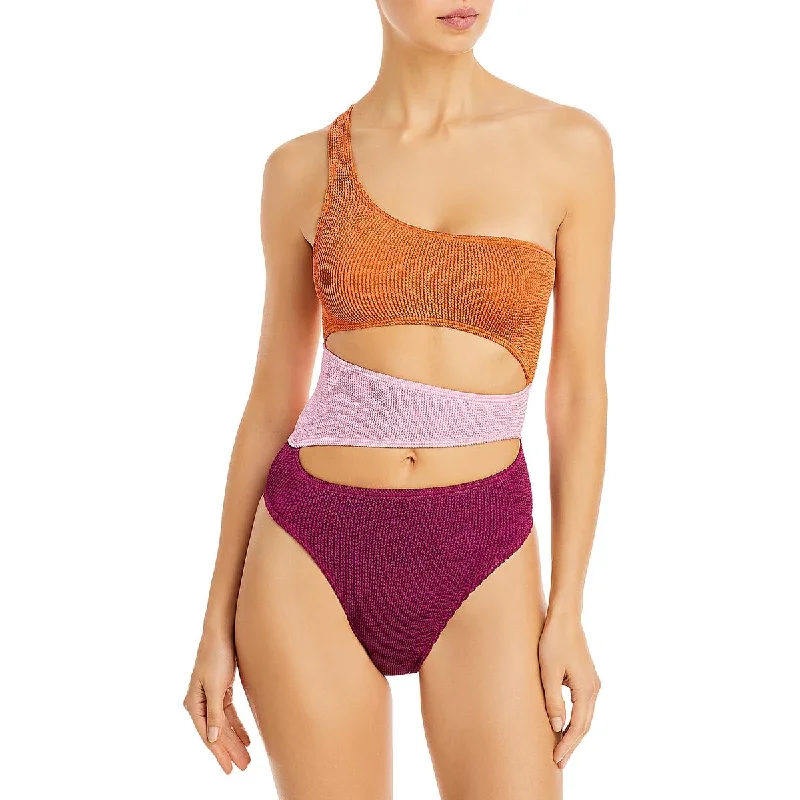 Bond-Eye Womens Rico Colorblock Cut-Out One-Piece Swimsuit Quick-Dry Tankini