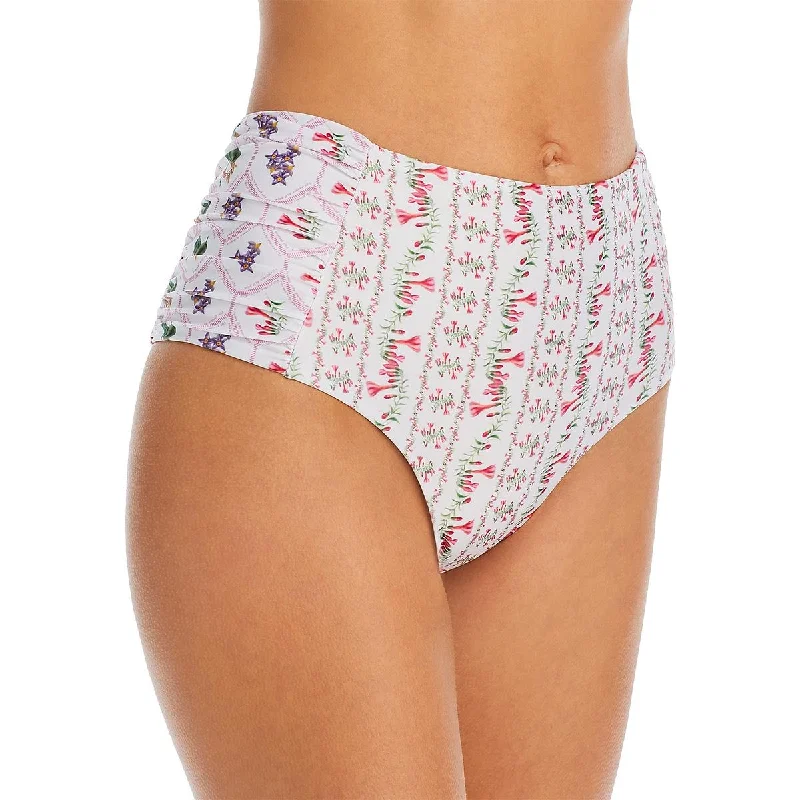 Capittana Womens Peruvian Flower Bottom Printed Polyester Swim Bottom Separates Beachy Ruffle Bikini