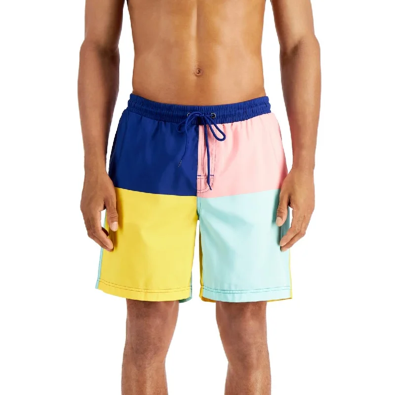 Club Room Mens Big & Tall Colorblock Drawstring Swim Trunks Sporty Swim Shorts