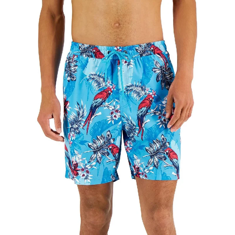 Club Room Mens Bird Print Pockets Swim Trunks Cross-Back Bikini