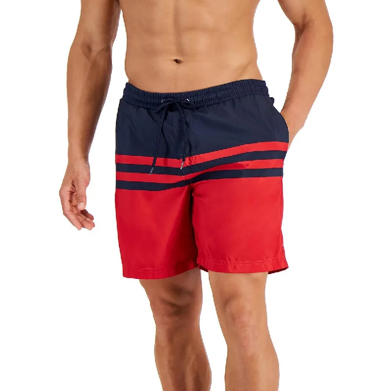 Club Room Mens Colorblock 7" Inseam Swim Trunks Sleek Racerback Swimsuit