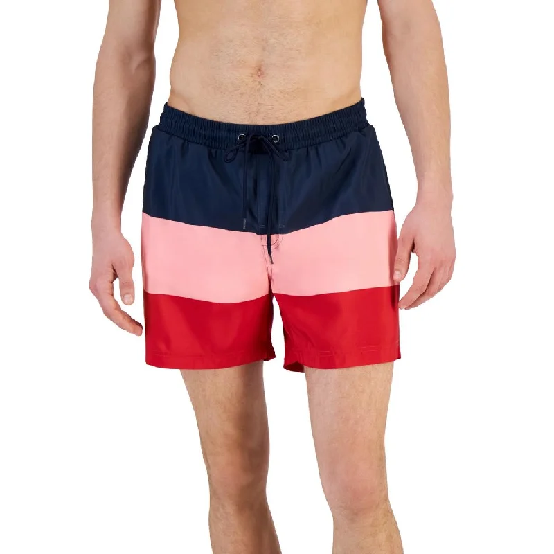 Club Room Mens Colorblock  Swim Trunks Classic One-Piece