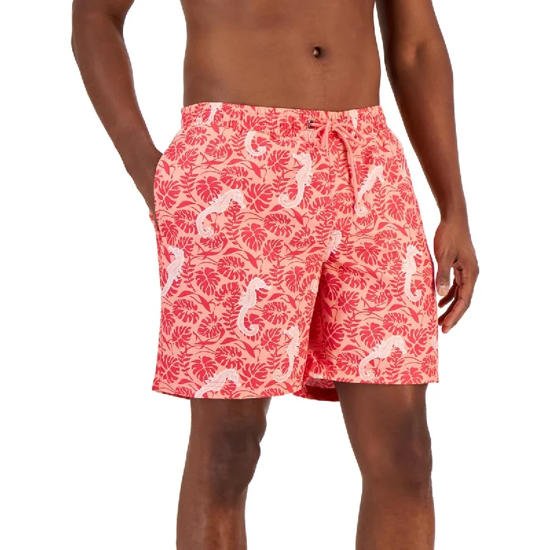 Club Room Mens   Printed Quick Dry Swim Trunks Swim Skirt Set