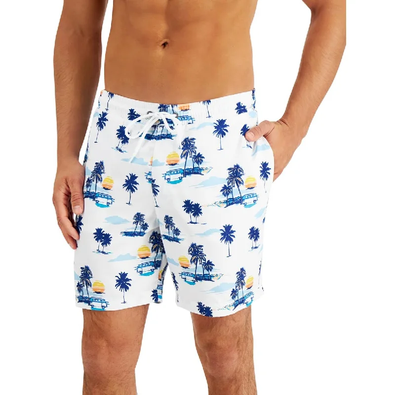 Club Room Mens Regular Fit Quick Dry Swim Trunks High-Cut One-Piece