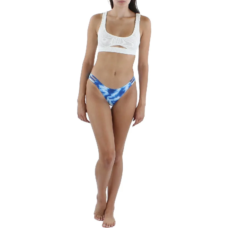 Cyn & Luca Womens Tie-Dye Strappy Swim Bottom Separates Soft Beachwear Set