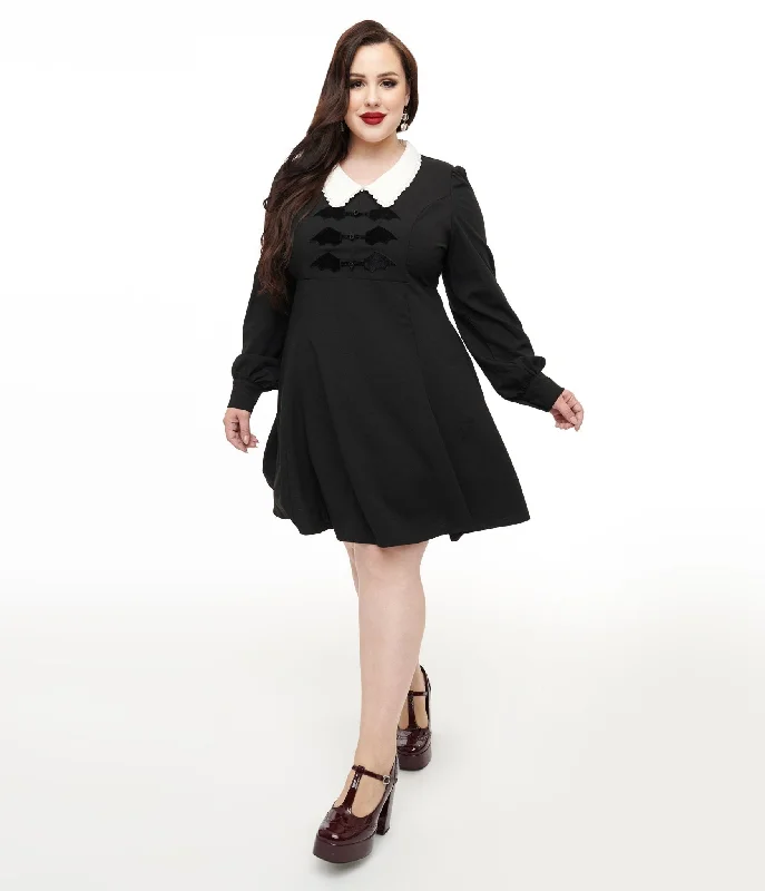 Hell Bunny Plus Size 1960s Black Batilda Mini Dress Elegant Vintage Mini Dress