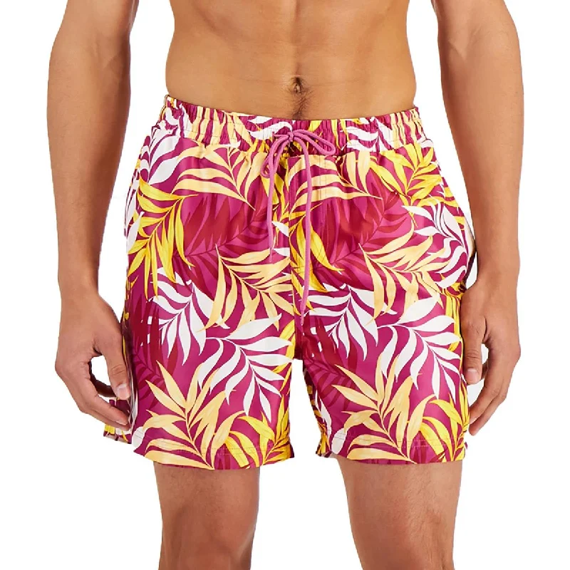 INC Mens 5" Inseam Palm Leaves Swim Trunks Classic One-Piece