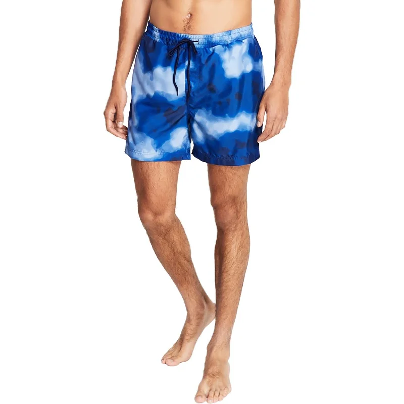INC Mens Tie-Dye Drawstring Swim Trunks Flirty Ruffle Swimsuit