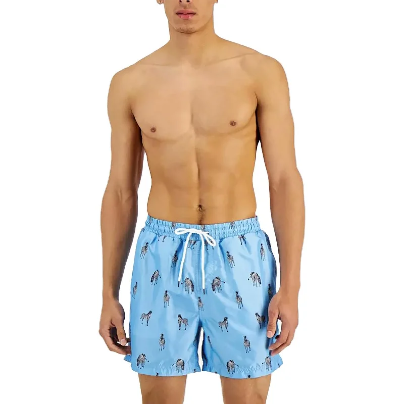 INC Mens Zebra Print Drawstring Swim Trunks Luxury Swimsuit Style