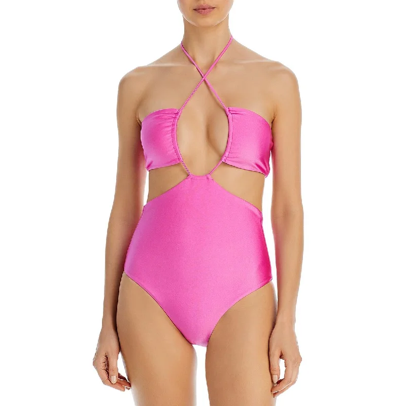 JADE Swim Womens Cut-Out Nylon One-Piece Swimsuit High-Waisted Swim Bottoms