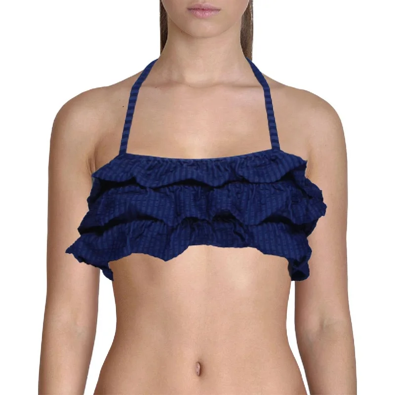Jessica Simpson Girls Striped Ruffled Swim Top Separates Adjustable Swim Top