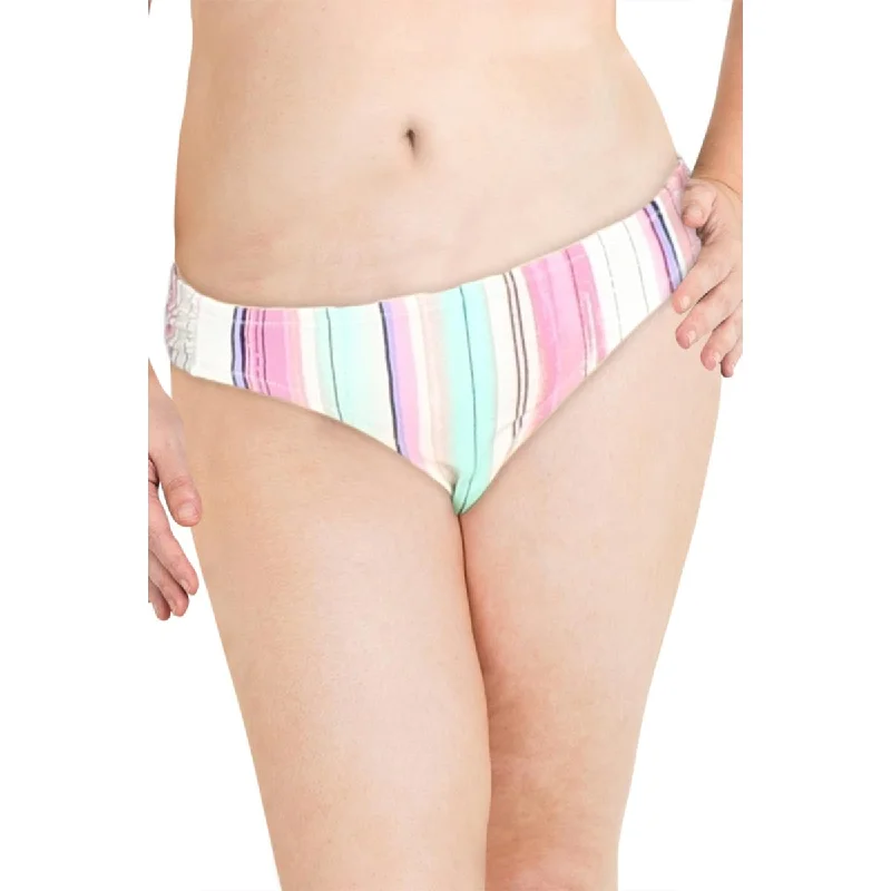 Jessica Simpson Womens Striped Hipster Swim Bottom Separates Tropical Print Bikini