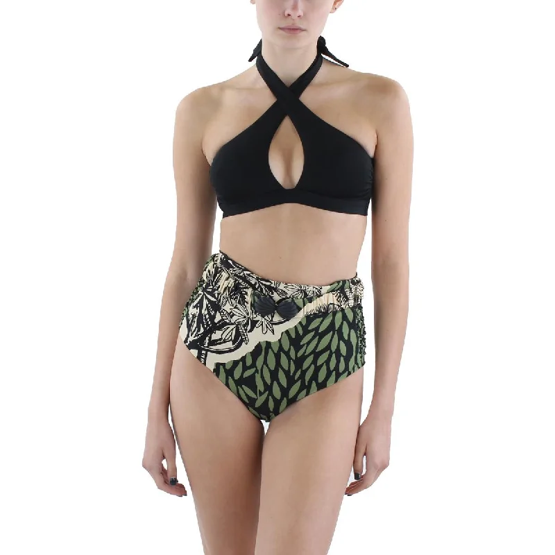 Johanna Ortiz Womens Uganda Printed High Waist Swim Bottom Separates Sexy Cutout Swimsuit
