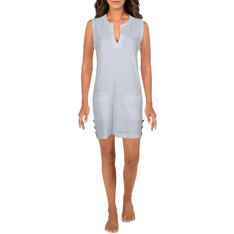 Lauren Ralph Lauren Womens Sleeveless Tunic Dress Swim Cover-Up V-Neck Swim Dress