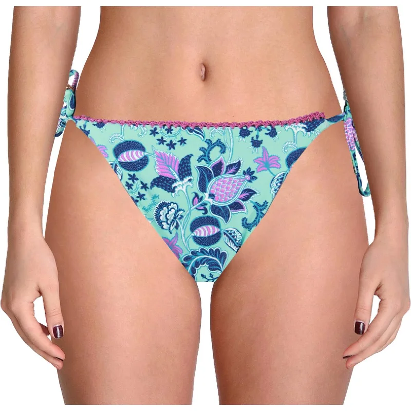 Nanette Lepore Womens Floral Tassel Swim Bottom Separates Mesh Swimsuit Top