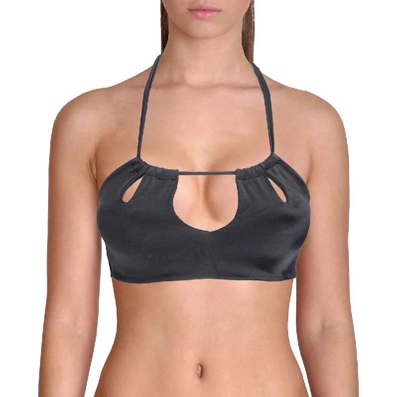 Peixoto Womens Tamarin Halter Cut-Out Bikini Swim Top Tie-Back Swimwear