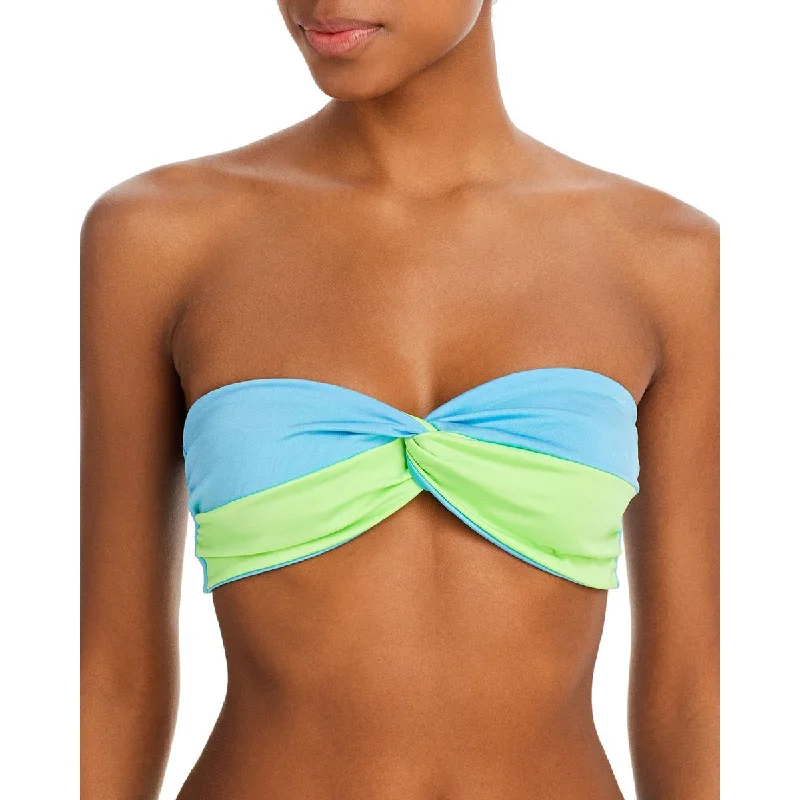 Peixoto Womens Two-Tone Stretch Bikini Swim Top Fun Pattern Swimsuit