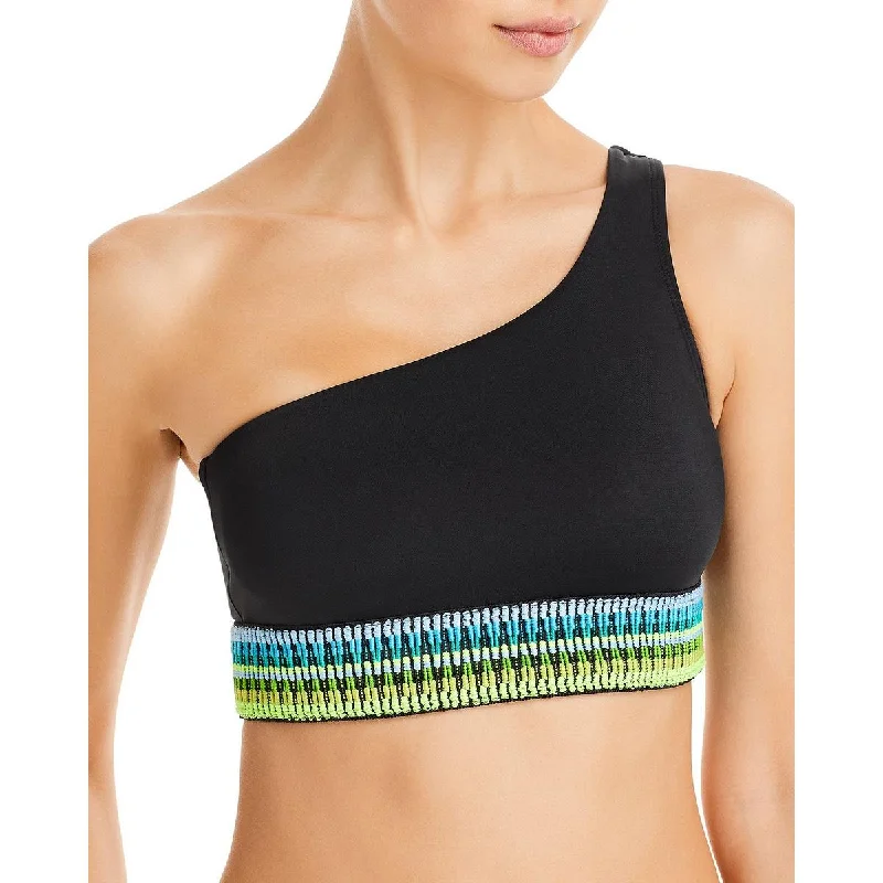 Peixoto Womens Zoni One Shoulder Crop Bikini Swim Top Vibrant Bikini Design