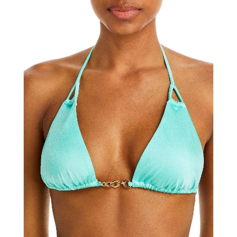PQ Swim Womens Shimmer Slide Bikini Swim Top Color-Block Bikini