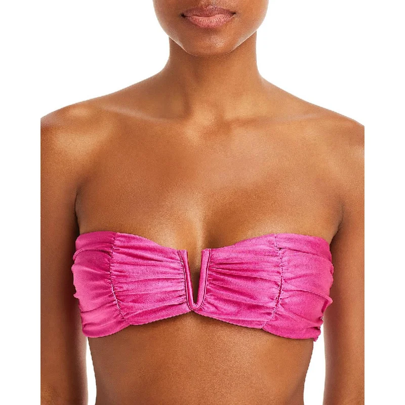PQ Swim Womens Shimmer Strapless Bikini Swim Top Elegant Halter Bikini
