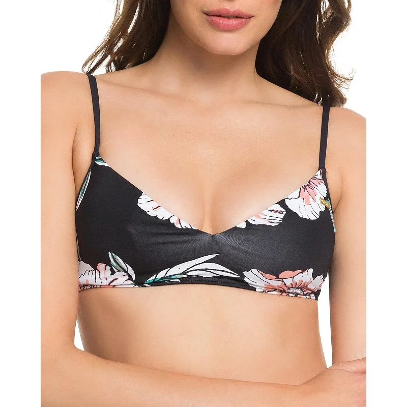 Roxy Womens Juniors Surfin Love Floral Beachwear Bikini Swim Top Sleek Full Coverage Roxy Womens Juniors Surfin Love Floral Beachwear Bikini Swim Top Sleek Full Coverage