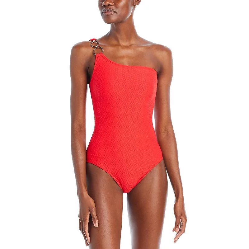 Shoshanna Womens Ribbed  One-Piece Swimsuit Retro-Inspired Bikini Set