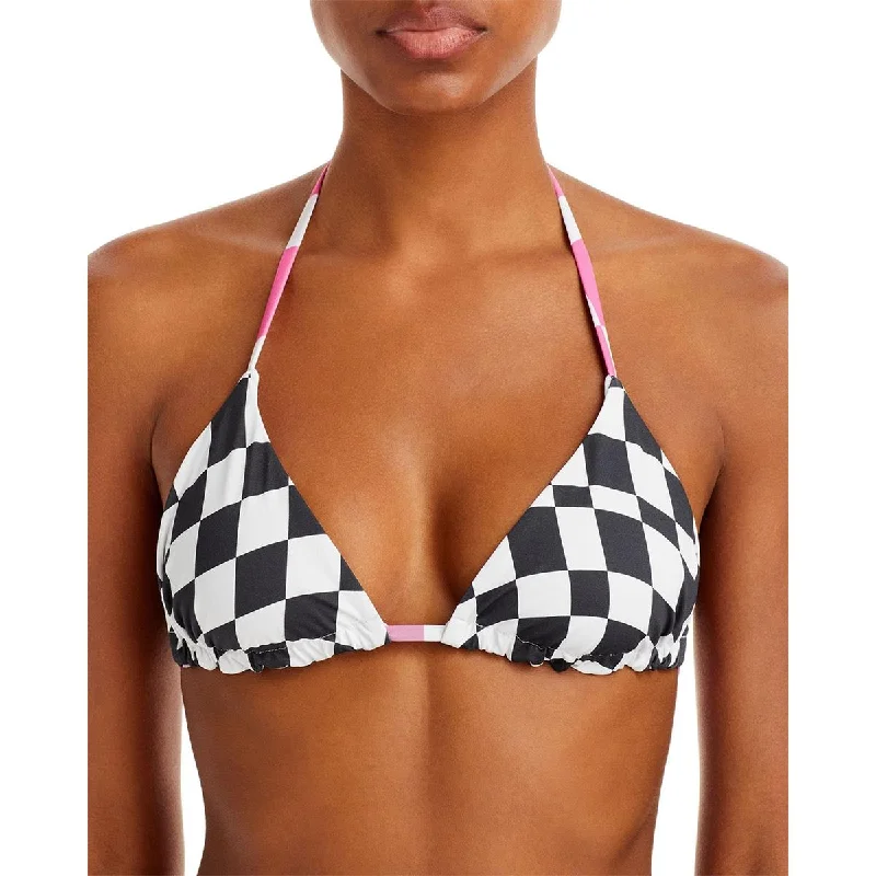 Solid & Striped Womens Iris Reversible Halter Bikini Swim Top Color-Block Bikini