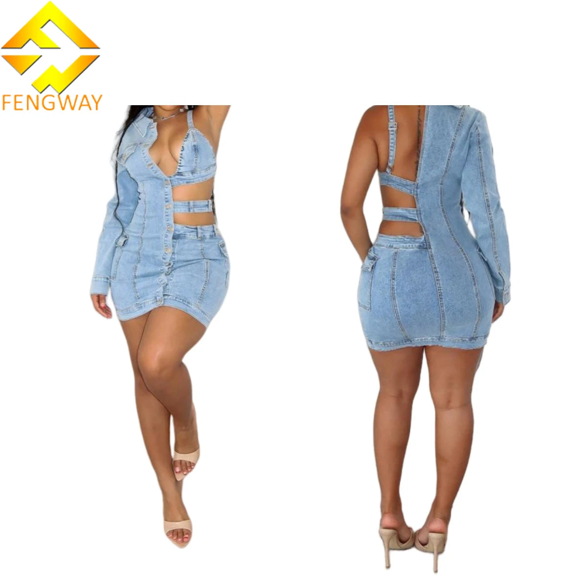 2024 New Design Irregular Single Sleeve Dress Sexy Bodycon Mini Dress Fashion Stretch Denim Dresses For Women Comfortable Ruffle Mini Dress 2024 New Design Irregular Single Sleeve Dress Sexy Bodycon Mini Dress Fashion Stretch Denim Dresses For Women Comfortable Ruffle Mini Dress