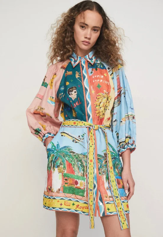 All Aboard Mini Dress - Multi Stylish Sweetheart Neck Mini Dress