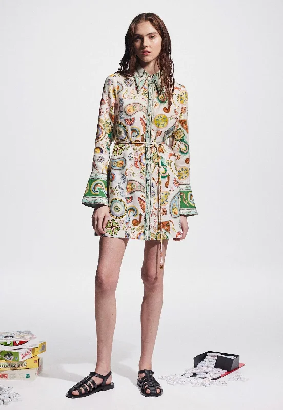 Arcade Mini Dress - Multi Comfortable Zip-Up Mini Dress