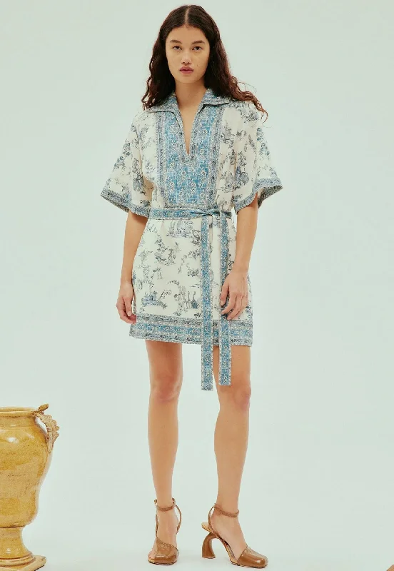 Casa Mini Dress - Cream Trendy Denim Mini Dress