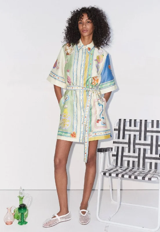 Elixir Mini Dress - Multi Elegant Mini Dress with Ruffles