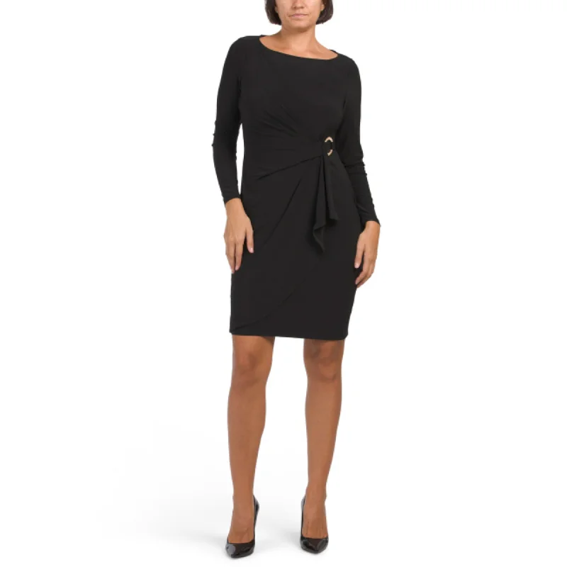 Anne Klein Women's Donna Long Sleeve draped side Overlap Mini Dress Chic Tropical Mini Dress Anne Klein Women's Donna Long Sleeve draped side Overlap Mini Dress Chic Tropical Mini Dress