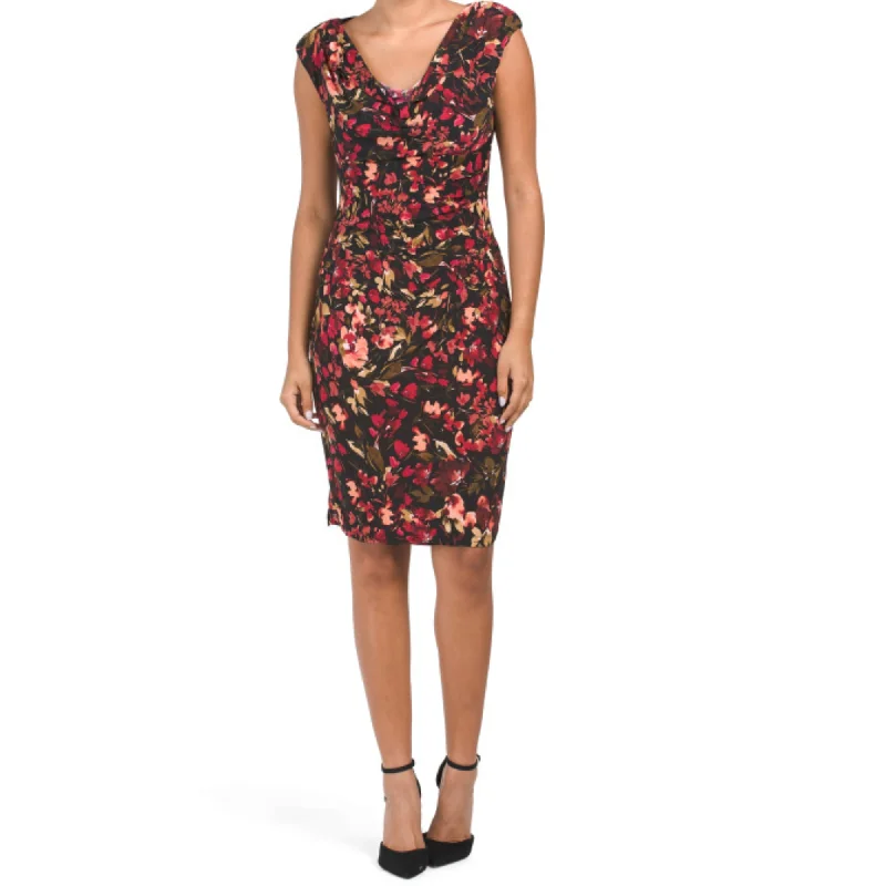 Anne Klein Women's Valerie Floral Print Cowl Neck Mini Dress Elegant Satin Mini Dress Anne Klein Women's Valerie Floral Print Cowl Neck Mini Dress Elegant Satin Mini Dress