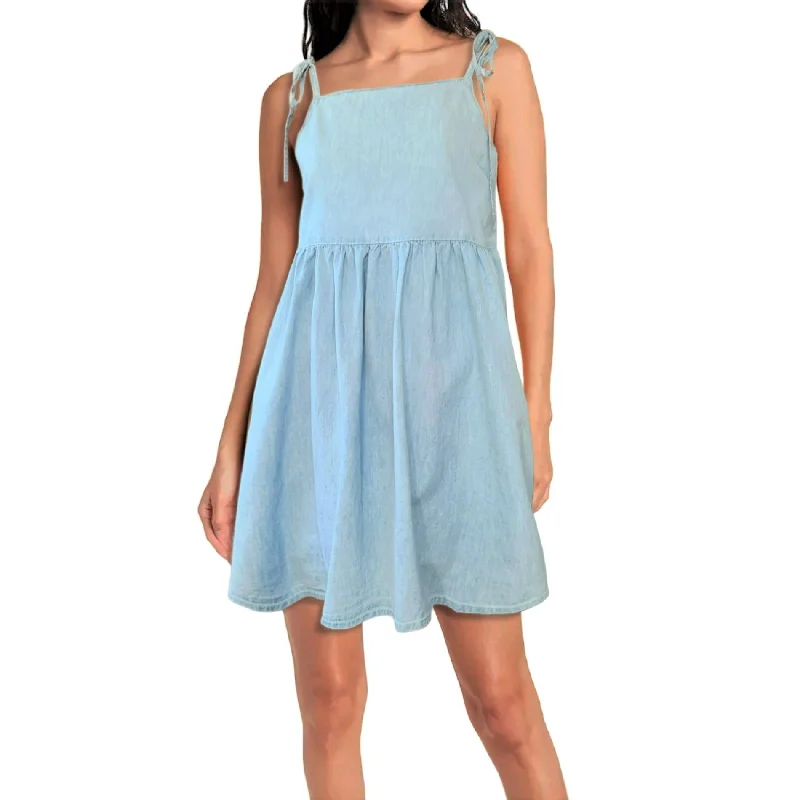 ASOS Tie Straps Lightweight Denim Mini Dress Classic Shift Mini Dress