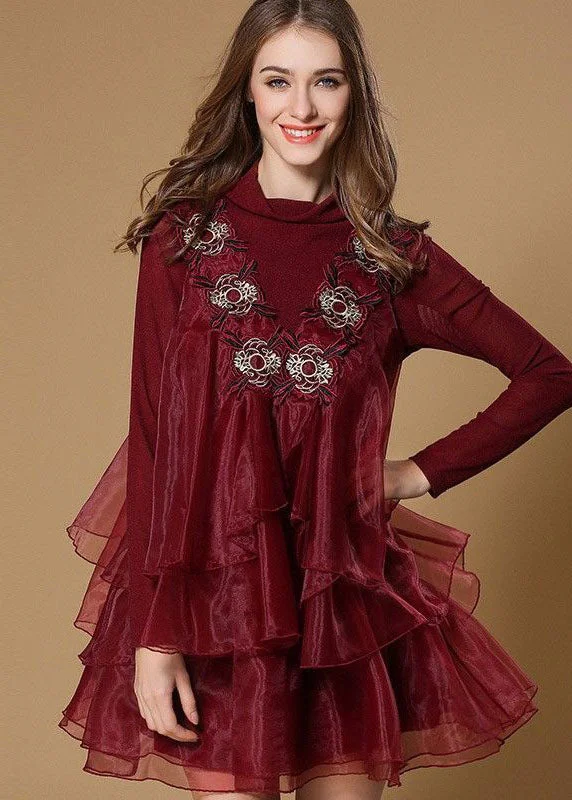 Boutique Black Turtle Neck Embroideried Ruffles Patchwork Organza Mini Dress Spring Casual Button-Up Mini Dress Boutique Black Turtle Neck Embroideried Ruffles Patchwork Organza Mini Dress Spring Casual Button-Up Mini Dress